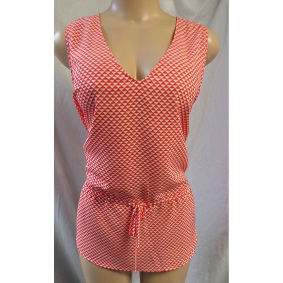 Banana Republic Tops - "BANANA REPUBLIC" RED & WHITE GEO V-NECK TANK TOP SHIRT BLOUSE SIZE: XL NWT